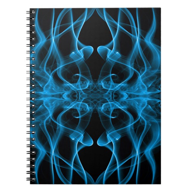 Blue Smoke Symmetrical Minimalist Black Notebook (Front)