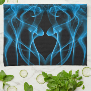 Blue Smoke Symmetrical Minimalist Black Tea Towel