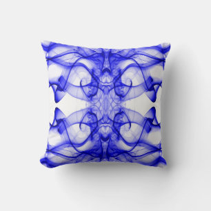 Blue Smoke Symmetrical Minimalist White Cushion