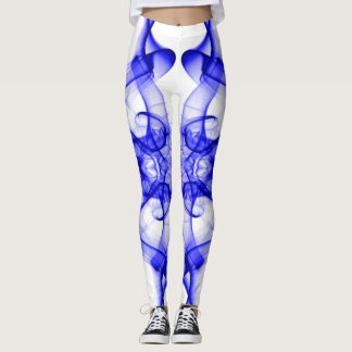 Blue Smoke Symmetrical Minimalist White Leggings