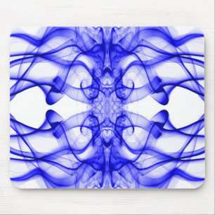 Blue Smoke Symmetrical Minimalist White Mouse Mat