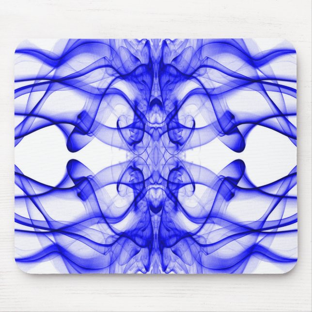 Blue Smoke Symmetrical Minimalist White Mouse Mat (Front)