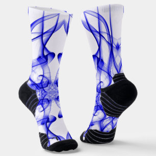 Blue Smoke Symmetrical Minimalist White Socks