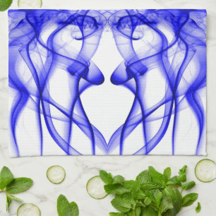 Blue Smoke Symmetrical Minimalist White Tea Towel
