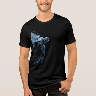 Blue Smoke Wolf T-Shirt   Mystical Wolf Graphic De Tri-Blend Shirt