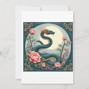 Blue Snake lotus flower Holiday Card