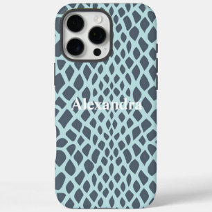 Blue Snake Print iPhone 16 Pro Max Case