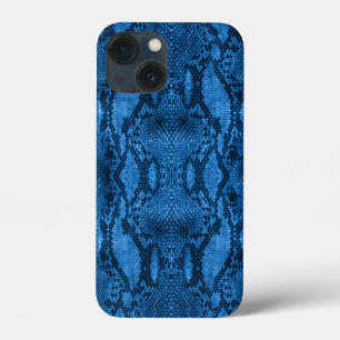 Blue Snake Skin Print iPhone 13 Mini Case