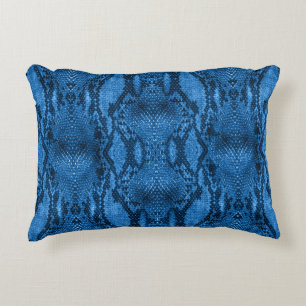 Blue Snake Skin Print Decorative Cushion
