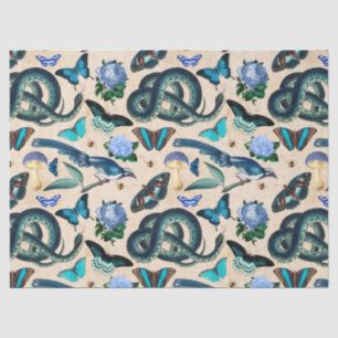 Blue Snakes Birds and Butterfly Decoupage Tissue Paper