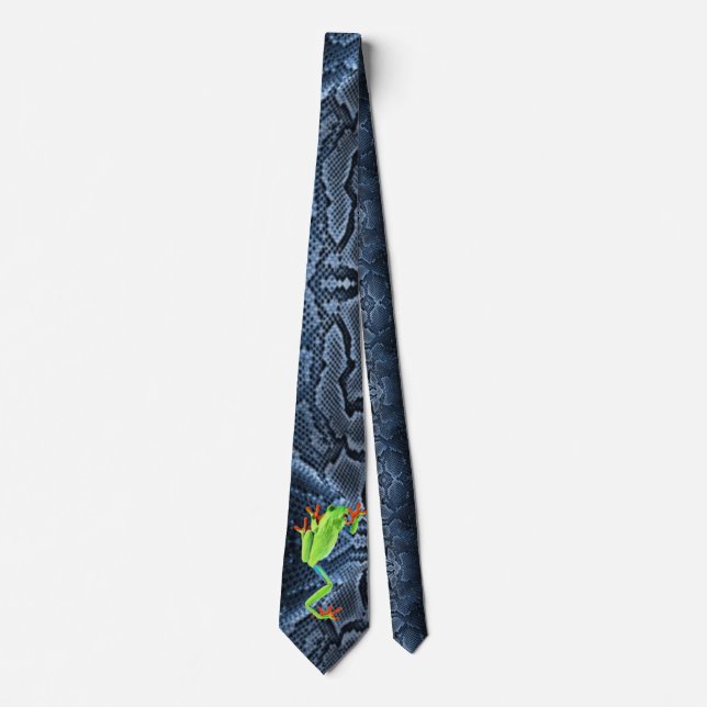 Blue Snakeskin and a Green Frog on a Tie (Front)