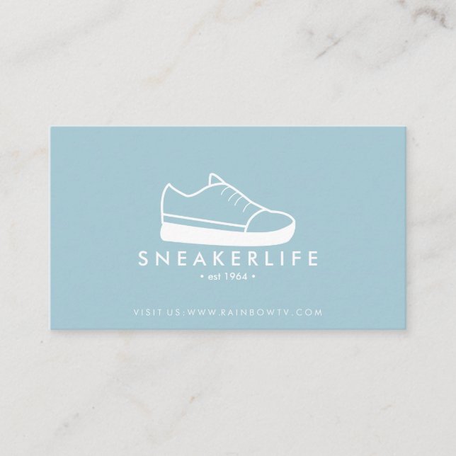 Blue Sneaker Sport Shoes hand drawn black Business Card (Front)
