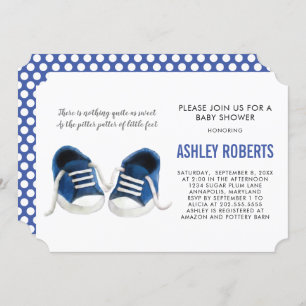 Blue Sneakers Baby Shower Invitation, Baby Boy Invitation