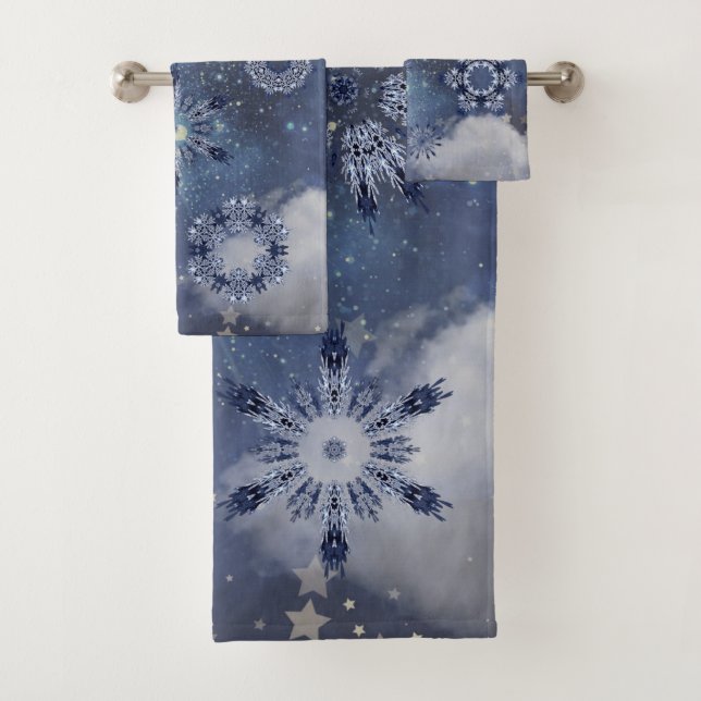 Blue Snow Bath Towel Set (Insitu)