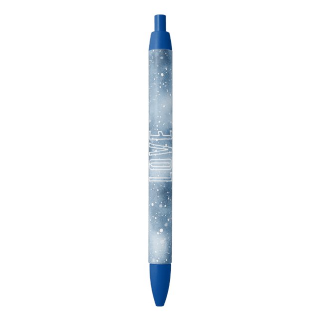Blue Snow Black Ink Pen (Front Vertical)