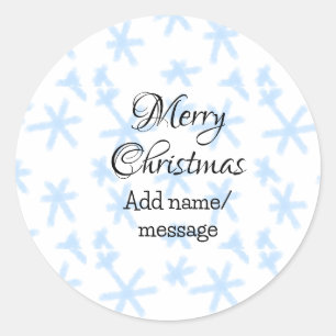 Blue snow flakes Christmas pattern snow pattern Classic Round Sticker