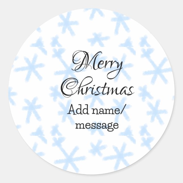 Blue snow flakes Christmas pattern snow pattern Classic Round Sticker (Front)