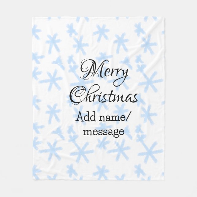 Blue snow flakes Christmas pattern snow pattern Fleece Blanket (Front)
