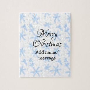 Blue snow flakes Christmas pattern snow pattern Jigsaw Puzzle