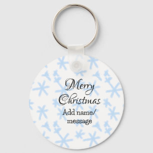 Blue snow flakes Christmas pattern snow pattern Key Ring