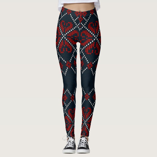 Blue Snow Flakes  Leggings (Front)