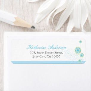 Blue Snow Flowers Swirls Wedding Address Labels