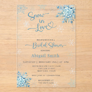 BLUE SNOW IN LOVE BRIDAL SHOWER ACRYLIC INVITATIONS