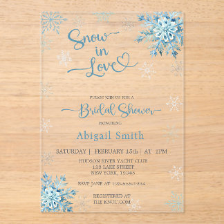 BLUE SNOW IN LOVE BRIDAL SHOWER ACRYLIC INVITATIONS