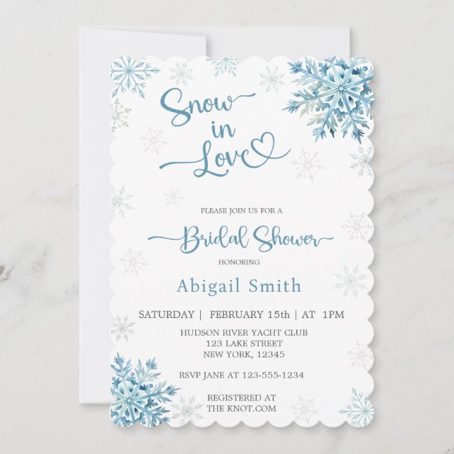 BLUE SNOW IN LOVE BRIDAL SHOWER INVITATION (Front)