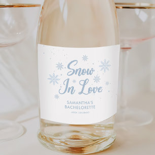Blue Snow in love Winter Ski Bachelorette Sparkling Wine Label