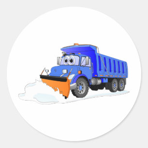 Blue Snow Plough Cartoon Dump Truck Classic Round Sticker