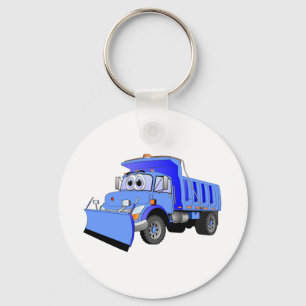 Blue Snow Plough Cartoon Key Ring