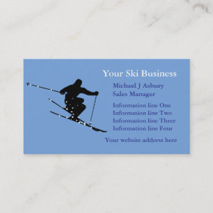 Blue Snow Skier Logo Business Template Business Card