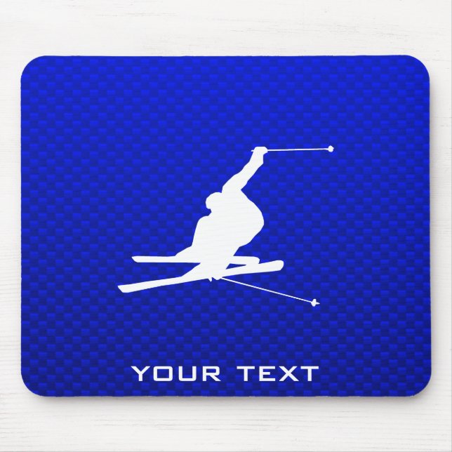 Blue Snow Skiing Mouse Mat (Front)