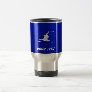 Blue Snow Skiing Travel Mug