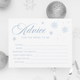 Blue Snow Winter Bridal Shower Advice Card