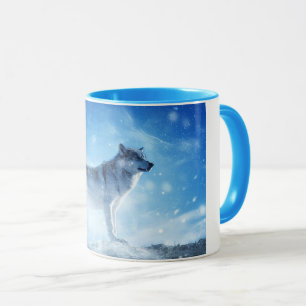 Blue Snow Wolf Combo Mug