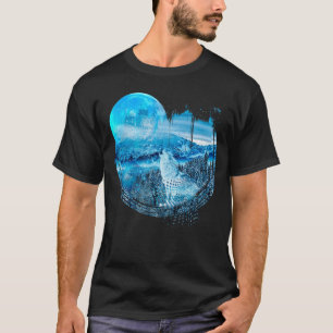 Blue Snow Wolf Moon Howl T-Shirt