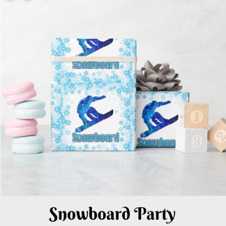 Blue Snowboarder Wrapping Paper