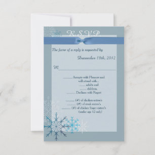 Blue Snowflake 3.5x5 Vertical R.S.V.P. Reply Card