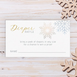 Blue Snowflake Baby Diaper Raffle Card