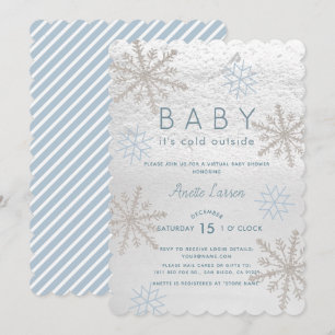 Blue Snowflake Baby Its Cold Virtual Baby Shower Invitation