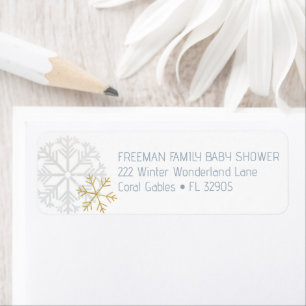 Blue Snowflake Baby Shower Address Label