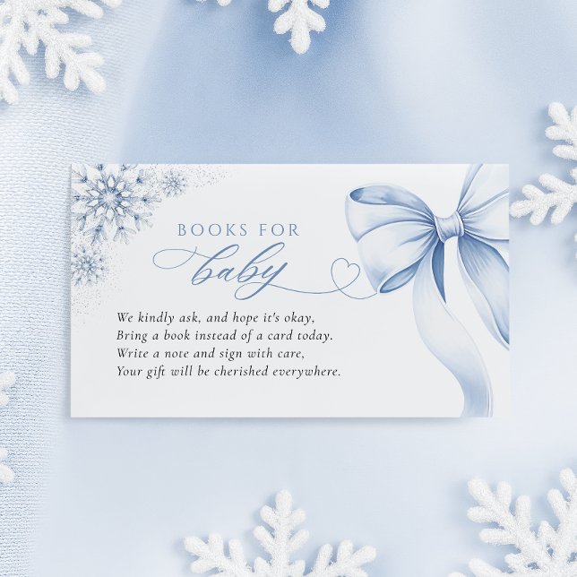 Blue Snowflake Baby Shower Books for Baby Enclosure Card (Creator Uploaded)