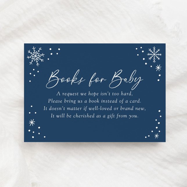 Blue Snowflake Baby Shower Books for Baby Enclosure Card (Creator Uploaded)
