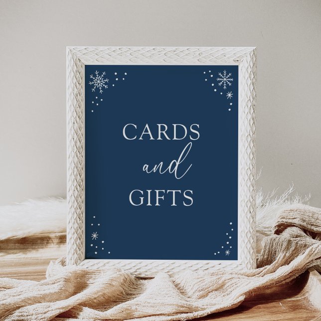 Blue Snowflake Baby Shower Cards and Gifts Sign (Creator Uploaded)