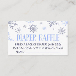 Blue Snowflake Baby Shower Diaper Raffle Card