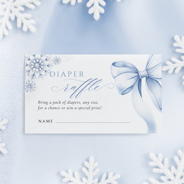 Blue Snowflake Baby Shower Diaper Raffle Enclosure Card (Creator Uploaded)