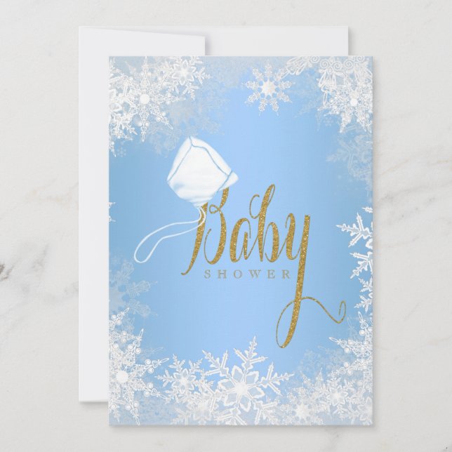 Blue Snowflake Baby Shower Invitation (Front)