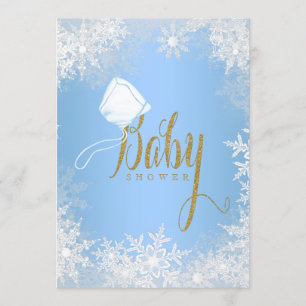 Blue Snowflake Baby Shower Invitation
